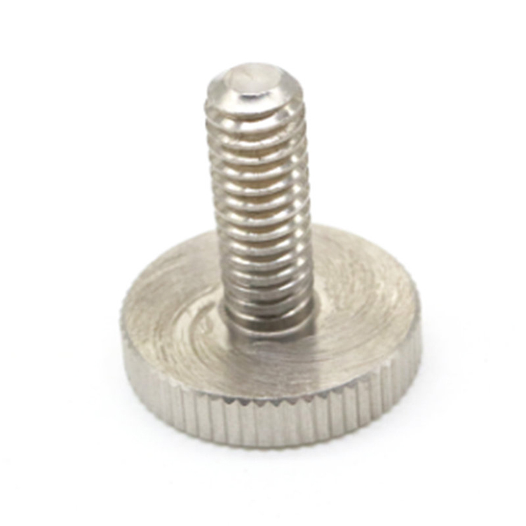 #2-20 håndskrue rund riflet cylinder med fladt hoved tommelfingerskrue