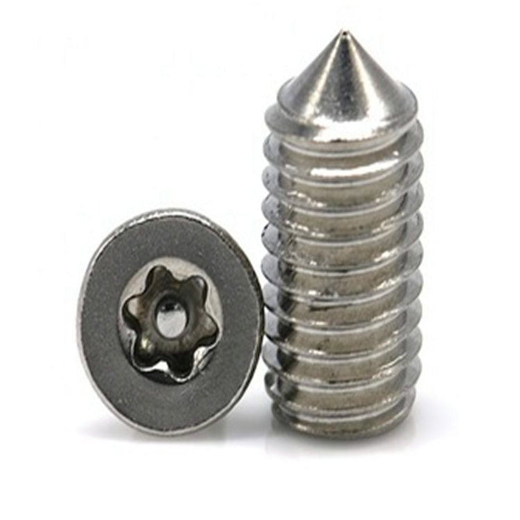 M6 rustfrit stål torx med stift kegle punkt sætskrue