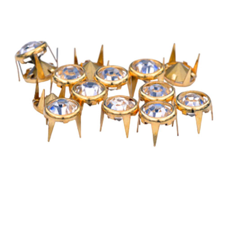 10mm DIY Gold Claw Rhinestone Nitte Metal Studs Spikes Til Sko