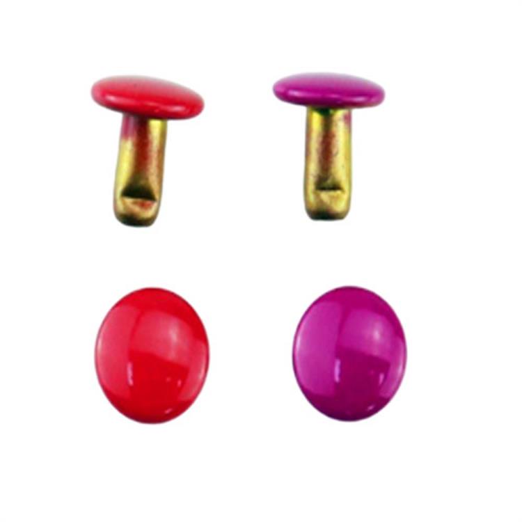 6mm Dobbelt side messing nitte med hængende emalje til tøj & taske