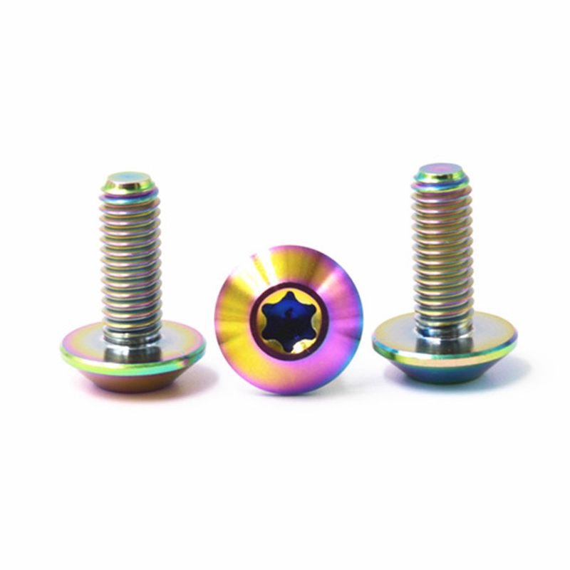 M6 regnbuefarve truss hoved titanium maskingevind cykelskrue M6 regnbuefarve truss hoved titanium maskingevind cykelskrue