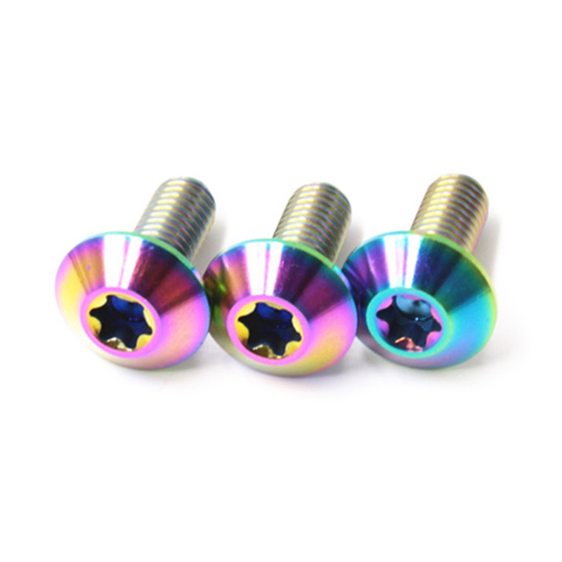 M6 regnbuefarve truss hoved titanium maskingevind cykelskrue M6 regnbuefarve truss hoved titanium maskingevind cykelskrue