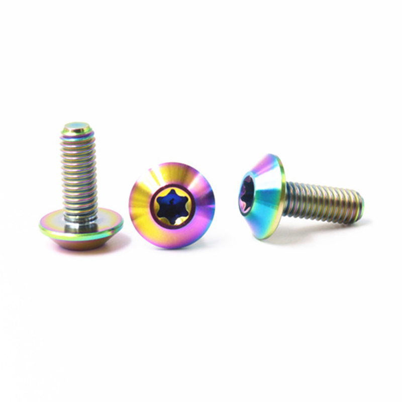 M6 regnbuefarve truss hoved titanium maskingevind cykelskrue M6 regnbuefarve truss hoved titanium maskingevind cykelskrue