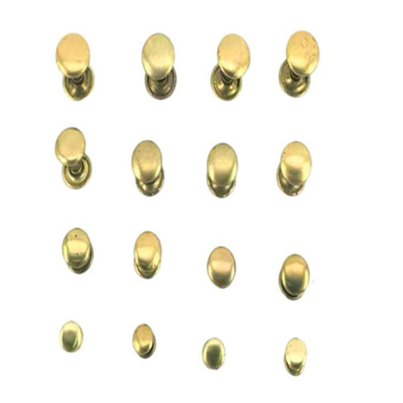 Mere skinnende solid messing dobbeltsidenitter til bagagelæder Mere skinnende solid messing dobbeltsidenitter til bagagelæder