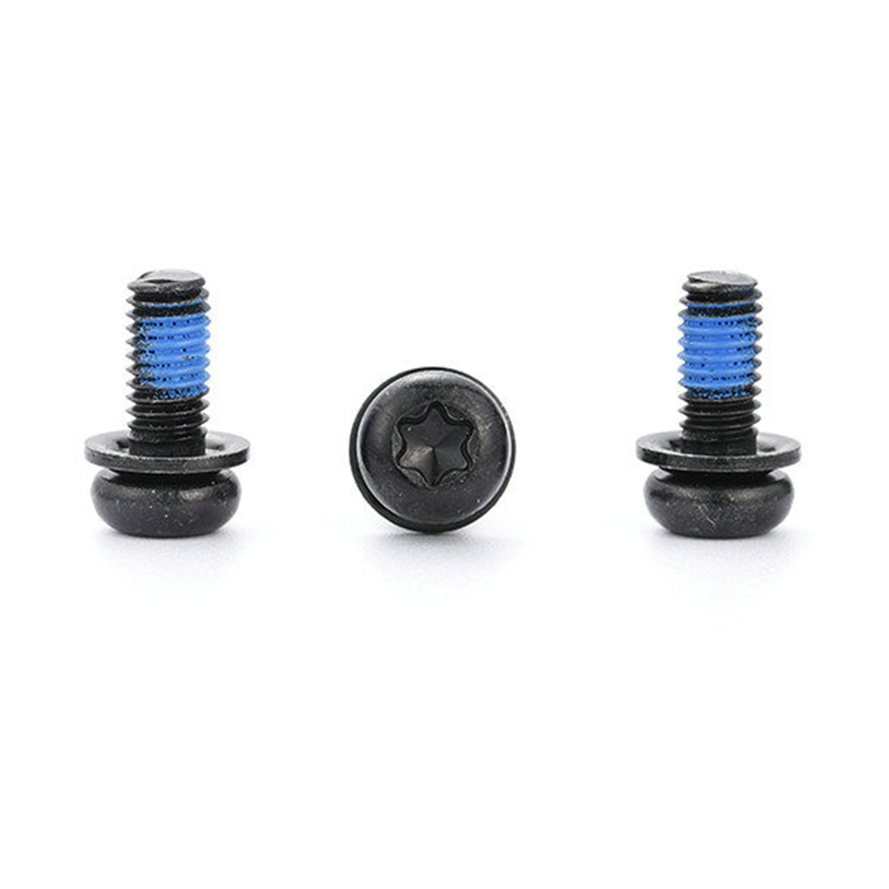 Sort torx micro mini tredobbelt sætskrue med rund hoved med nylonmærke Sort torx micro mini tredobbelt sætskrue med rund hoved med nylonmærke